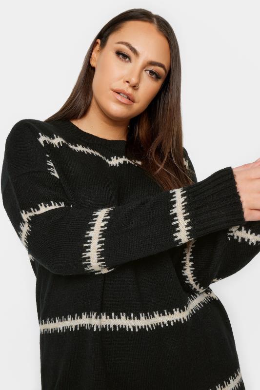 YOURS Plus Size Black Feathered Design Jumper | Yours Clothing 4