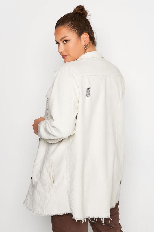 Plus Size LIMITED COLLECTION White Ripped Cord Shacket | Yours Clothing 3