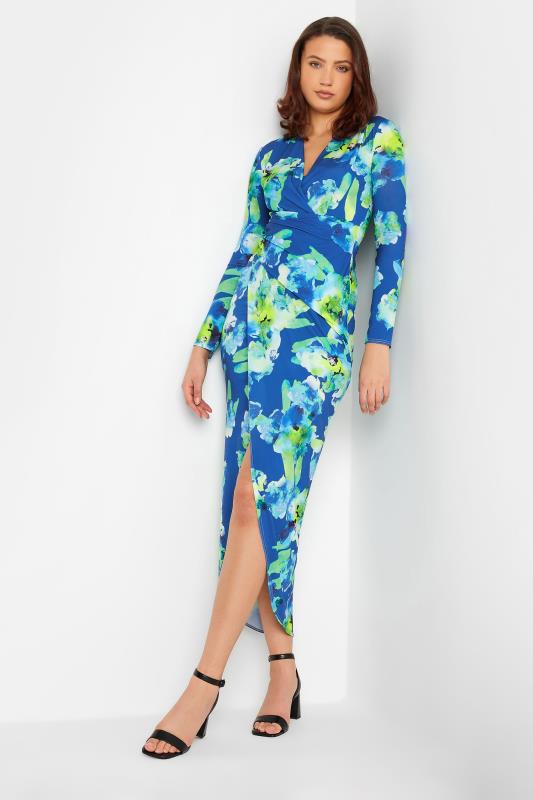 LTS Tall Women's Blue Floral Wrap Maxi Dress | Long Tall Sally 1