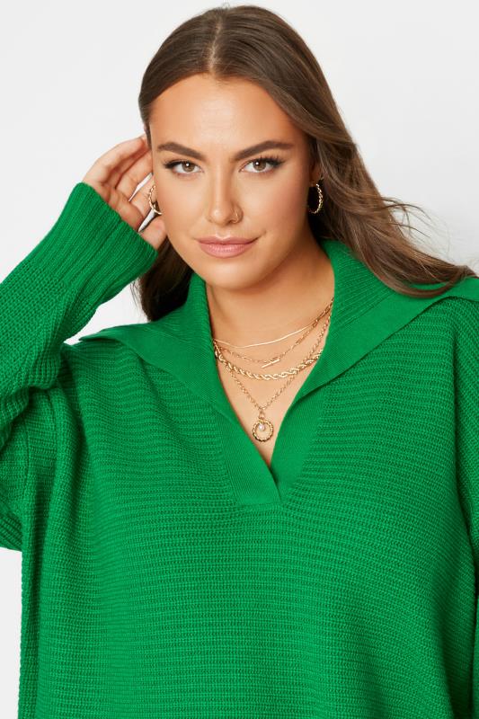 Plus Size Green Oversized Sailor Collar Jumper | Yours Clothing  4