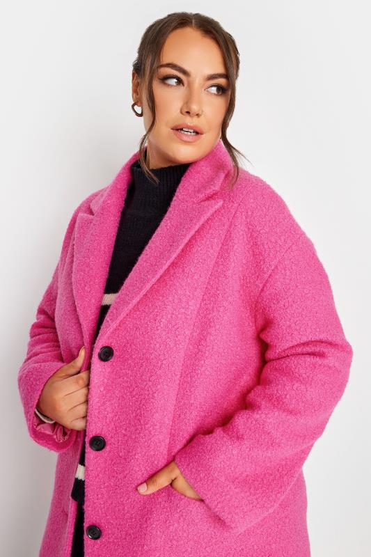 YOURS Plus Size Pink Boucle Coat | Yours Clothing 5