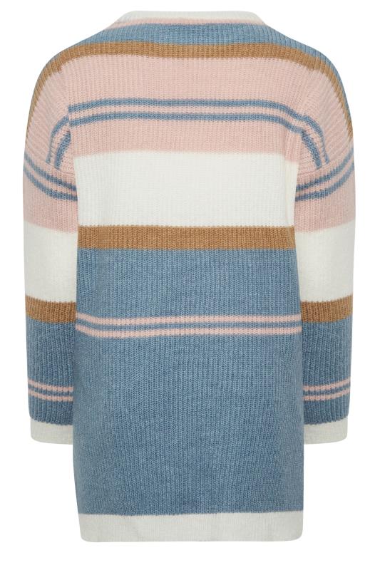 YOURS LUXURY Plus Size Blue & Pink Stripe Longline Jumper | Yours Clothing 8