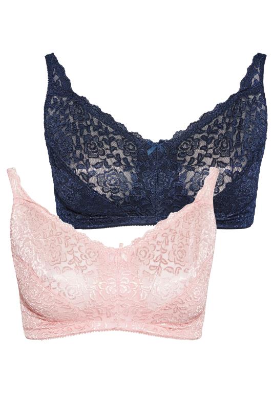 2 PACK Pink & Navy Blue Hi Shine Lace Non-Wired Bras_F2.jpg