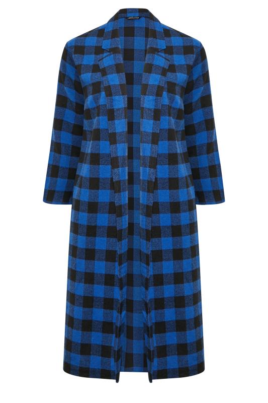 LIMITED COLLECTION Plus Size Curve Dark Blue & Black Check Long Duster Coat | Yours Clothing 6