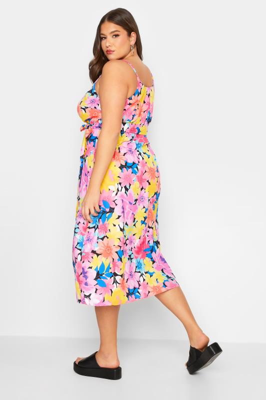 LIMITED COLLECTION Plus Size Purple Floral Print Strappy Wrap Dress | Yours Clothing 4