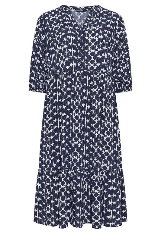 EVANS Plus Size Navy Blue Tie Dye Tiered Dress | Evans 5