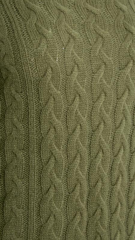 LTS Tall Khaki Green 2 In 1 Cable Knit Shirt Jumper 5