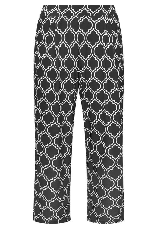 YOURS Curve Plus Size Black Geometric Print Wide Leg Trousers | Yours Clothing 5