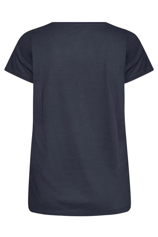 Plus Size Navy Blue Short Sleeve T-Shirt - Petite| Yours Clothing 6