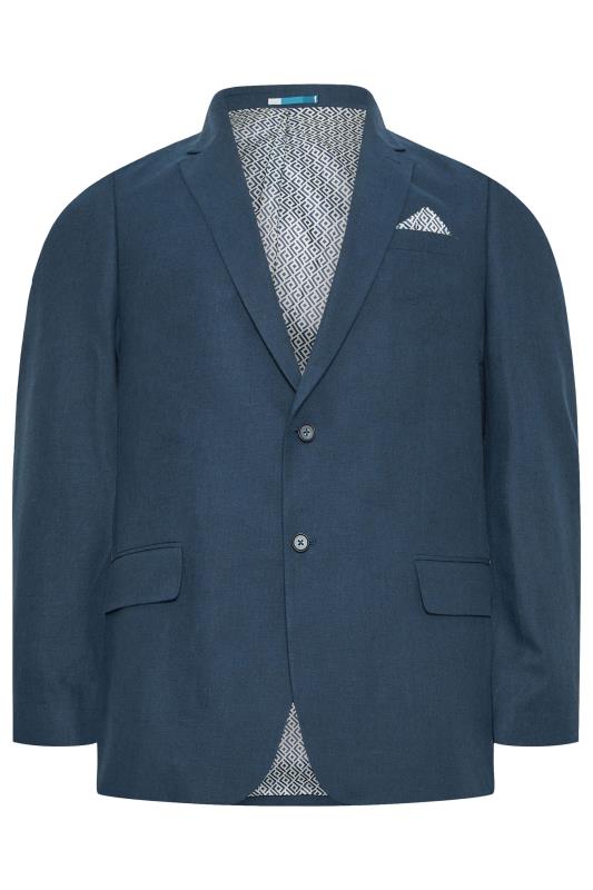 BadRhino Big & Tall Navy Blue Linen Suit Jacket | BadRhino 4