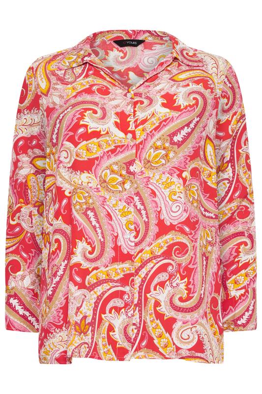YOURS Curve Plus Size Pink Paisley Print Long Sleeve Shirt | Yours Clothing  7
