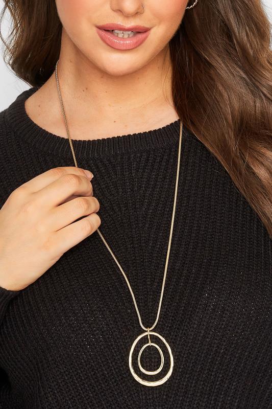 Gold Tone Oval Pendant Necklace | Yours Clothing 1