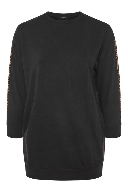 Plus Size Black Animal Print Varsity Stripe Sweatshirt | Yours Clothing 6