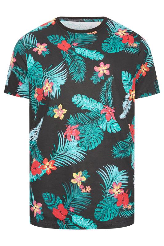 BadRhino Big & Tall Black Hawaiian Print T-Shirt | BadRhino 3