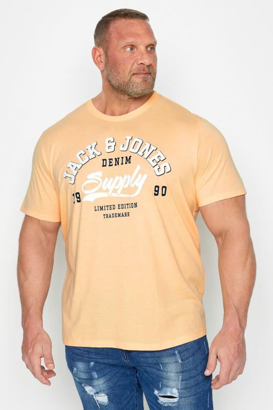 JACK & JONES Big & Tall Apricot Orange 'Denim Supply' Logo T-Shirt | BadRhino 1