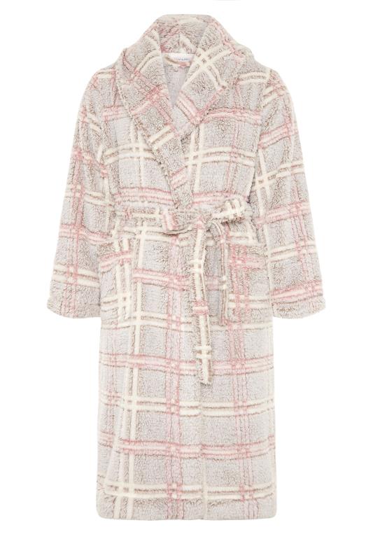 Curve Grey & Pink Check Soft Shawl Dressing Gown 6
