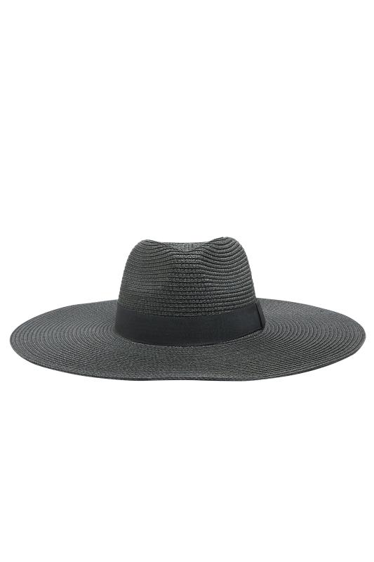 Black Wide Brim Straw Fedora Hat | Yours Clothing  4
