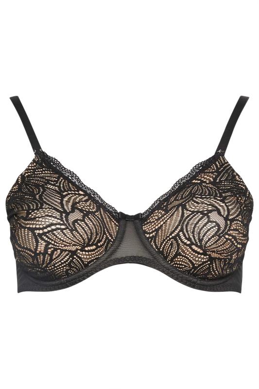YOURS Plus Size Black Lace Moulded Underwired Non-Padded Bra | Yours Clothing 5