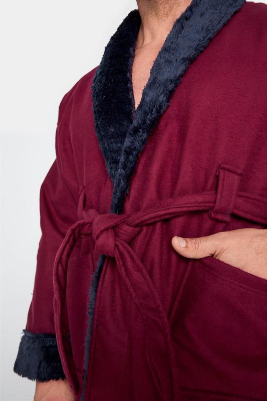 KAM Big & Tall Red Sherpa Lined Dressing Gown 2