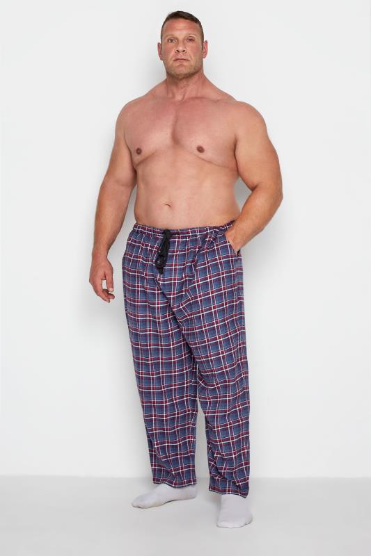 ESPIONAGE Big & Tall Blue Brushed Check Lounge Trouser 2