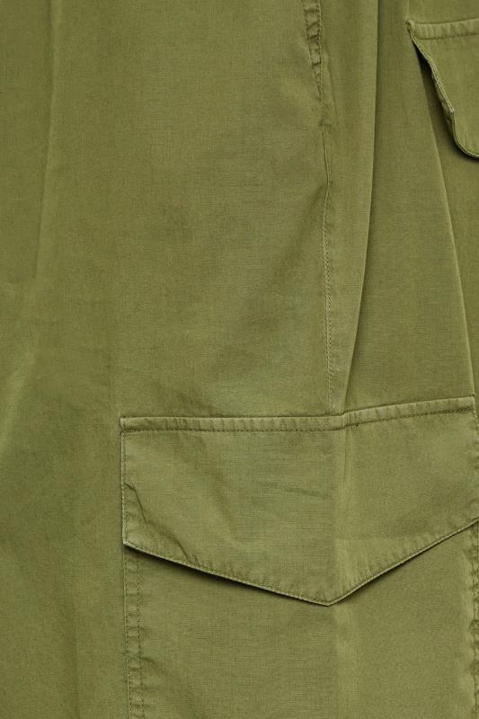 YOURS Curve Plus Size Khaki Green Cuffed Parachute Trousers | Yours Clothing  5