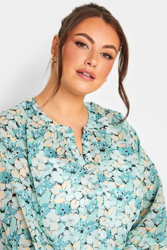 YOURS Curve Plus Size Blue Floral Chiffon Shirt | Yours Clothing  4