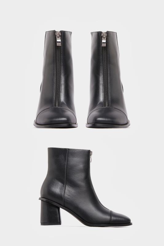 LIMITED COLLECTION Black Vegan Faux Leather Zip Heeled Boots In Wide E Fit 3
