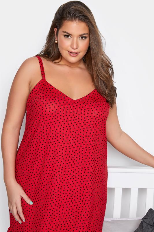 LIMITED COLLECTION Curve Red Ribbed Heart Print Nightdress_D.jpg