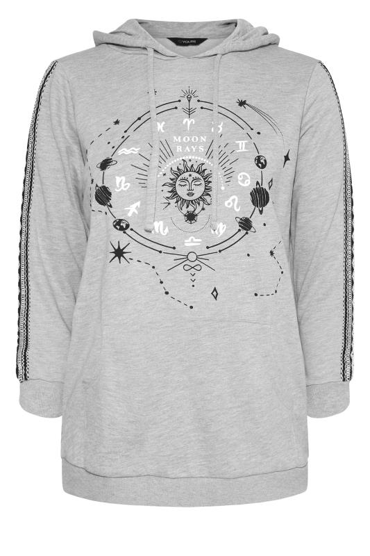 Curve Grey Zodiac Graphic Print Embroidered Hoodie 6