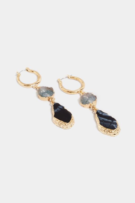 Gold Tone Stone Drop Earrings | Yours Clothing 3