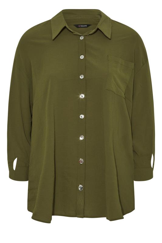 Curve Khaki Green Button Through Shirt 6