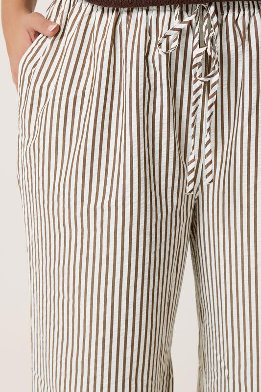 YOURS Plus Size Chocolate Brown Stripe Trousers | Yours Clothing 5