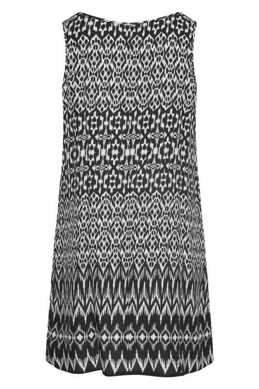 Plus Size Black Ikat Print Drape Sleeveless Pocket Dress | Yours Clothing 7