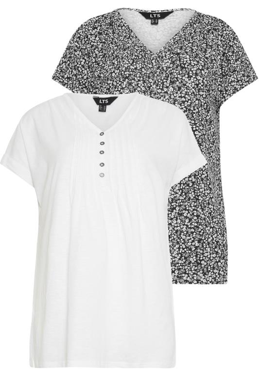 LTS 2 PACK Tall Women's Black & White Cotton Henley T-Shirts | Long Tall Sally 7