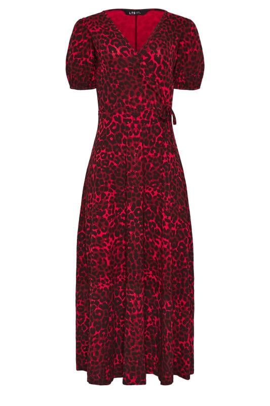 LTS Tall Women's Red Leopard Print Wrap Midi Dress | Long Tall Sally 5