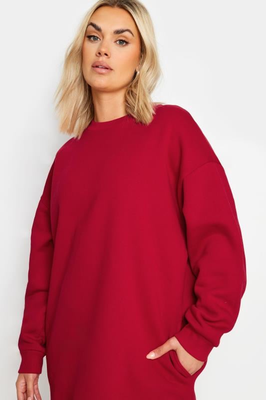 YOURS Plus Size Red Sweatshirt Dress Yours Clothing