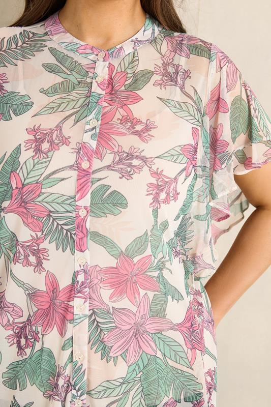 EVANS Curve Green Floral Frill sleeve Blouse | Evans 5