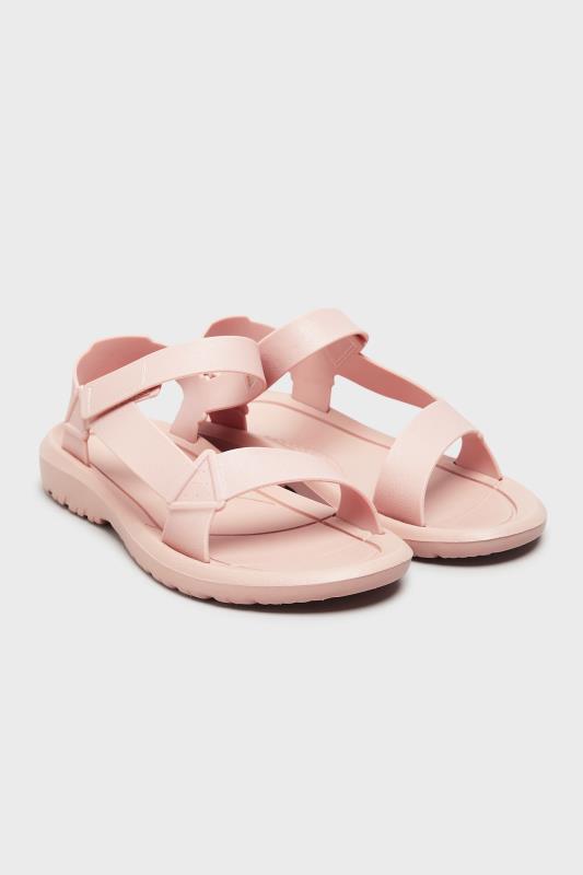 LIMITED COLLECTION Pink Velcro Strap Sandals In Wide EE Fit_A.jpg