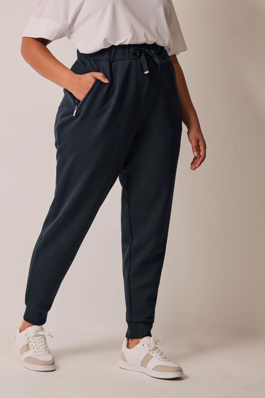 Plus Size  EVANS Curve Navy Blue Tapered Joggers