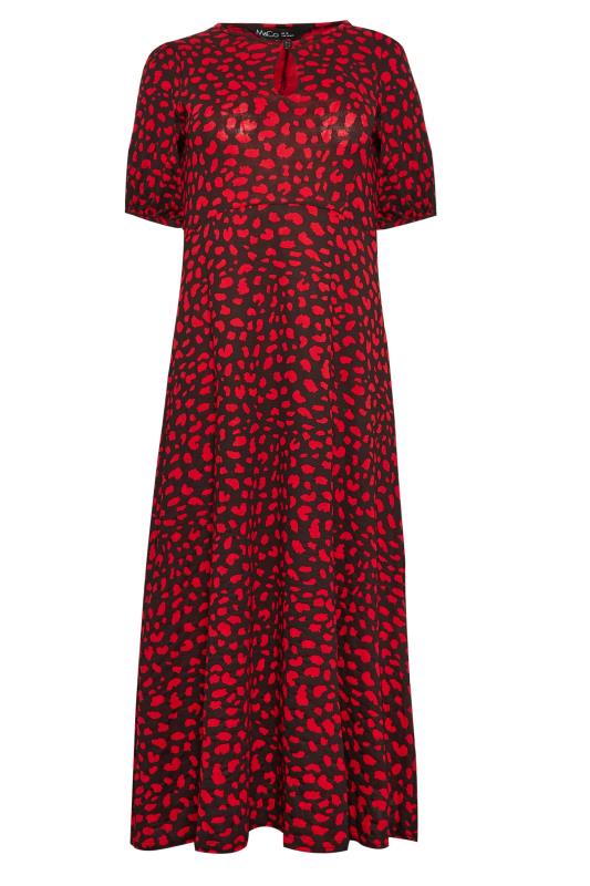 M&Co Red Animal Print Keyhole Midi Dress | M&Co  6