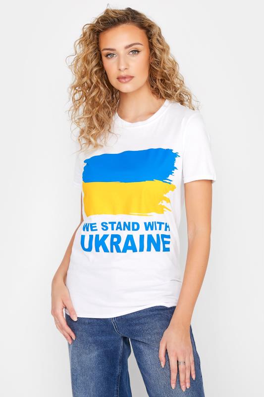Ukraine Crisis 100% Donation White 'We Stand With Ukraine' T-Shirt | Yours Clothing 1