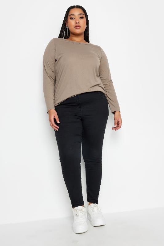 YOURS Plus Size Stone Brown Long Sleeve Top | Yours Clothing 2