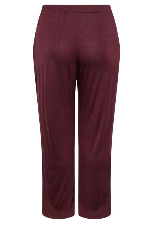 YOURS Curve Plus Size Burgundy Red Pleat Stretch Wide Leg Trousers | Yours Clothing  7