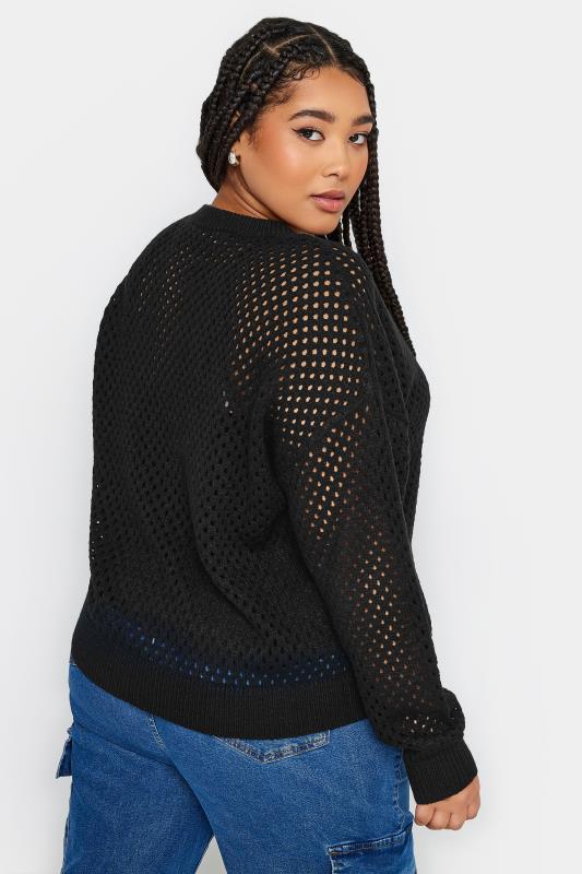 YOURS Plus Size Black Crochet Bomber Cardigan | Yours Clothing 4