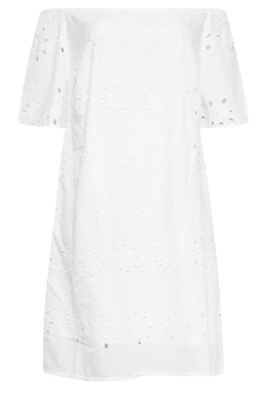 YOURS Plus Size White Broderie Anglaise Bardot Dress | Yours Clothing 6