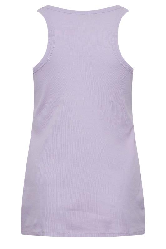 YOURS Curve Plus Size Lilac Purple Ribbed Racer Back Vest Top | Yours Clothing  7