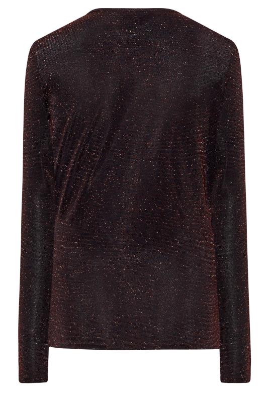 LTS Tall Women's Black & Brown Glitter Wrap Top | Long Tall Sally 7