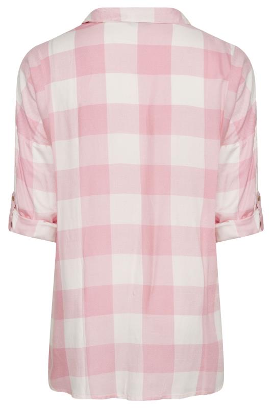  Plus size Pink Check Oversized Shirt | Yours Clothing 7