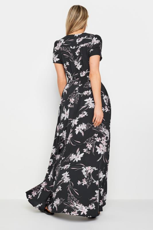 LTS Tall Women's Black Floral Print Shirred Waist Maxi Dress | Long Tall Sally 3