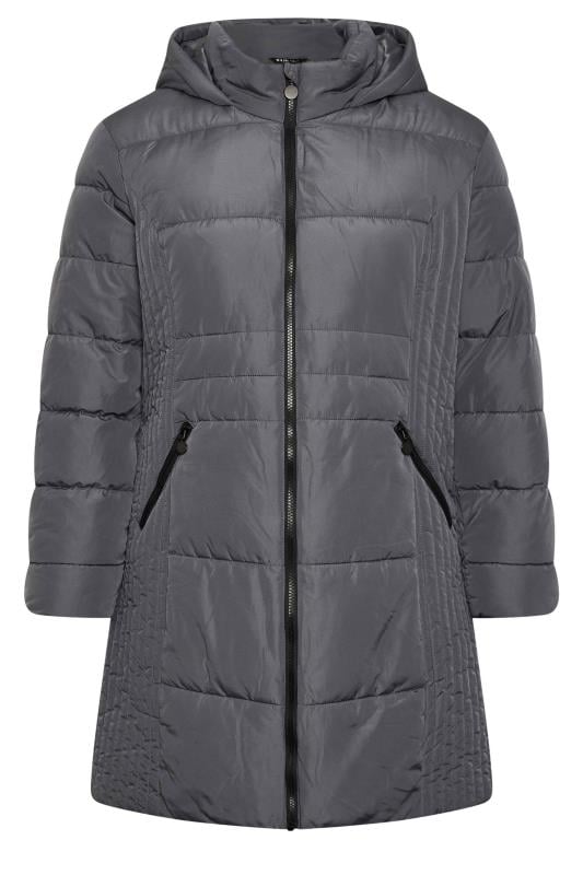 YOURS Curve Grey Midi Padded Coat | Yours Clothing 5